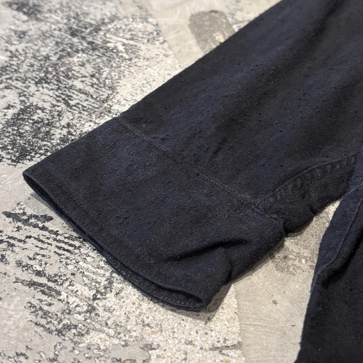 画像7: 2POCKET BLACK COLOR SILK L/S SHIRT / Mens XL (7)