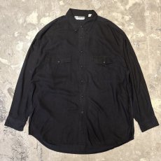 画像1: 2POCKET BLACK COLOR SILK L/S SHIRT / Mens XL (1)