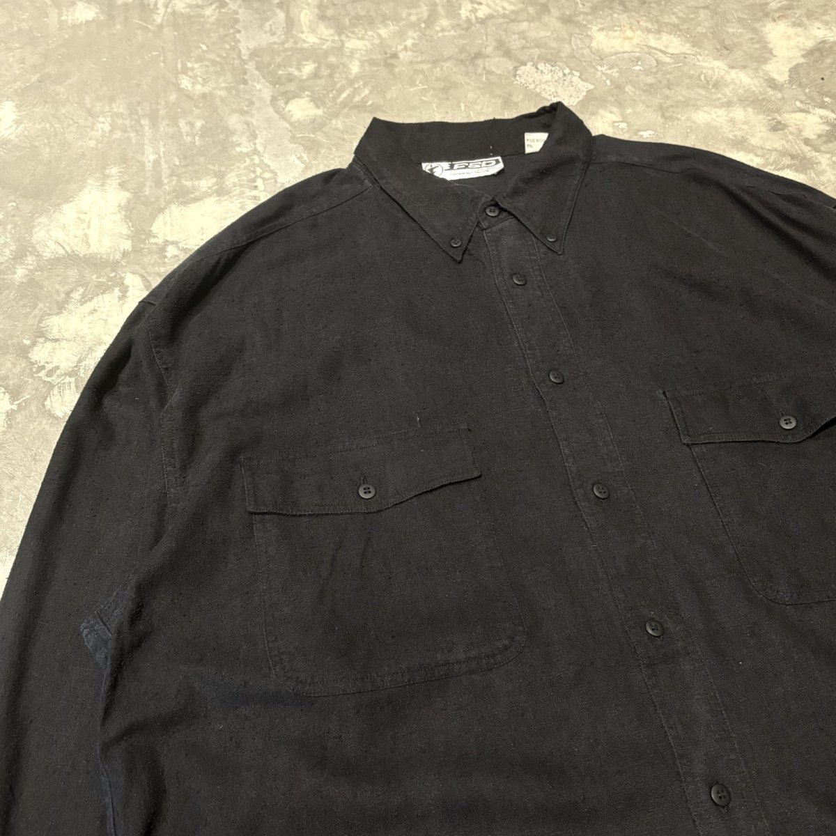 画像3: 2POCKET BLACK COLOR SILK L/S SHIRT / Mens XL (3)