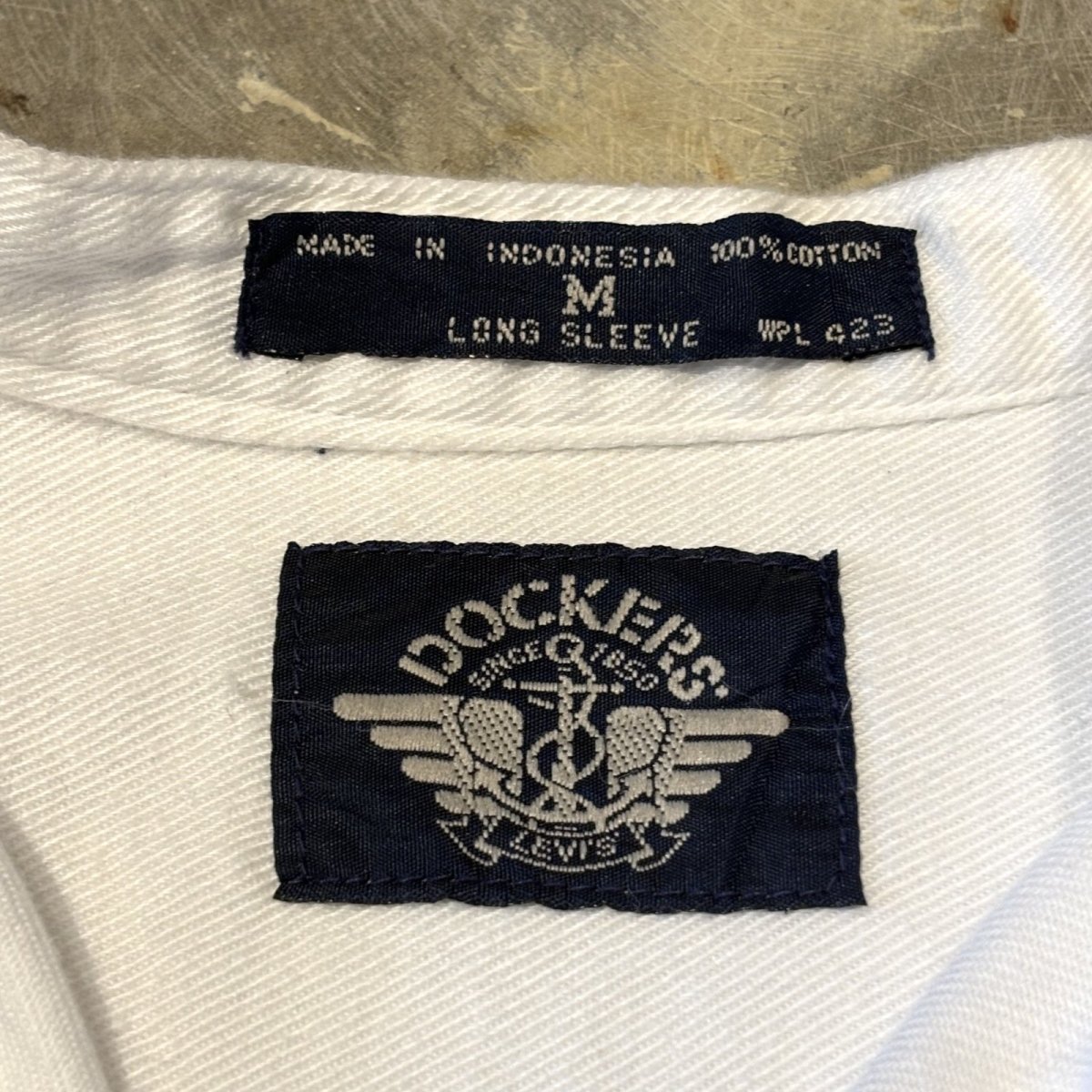 画像11: BAND COLLAR POINT EMBROIDERY COTTON L/S SHIRT / Mens M(L) (11)