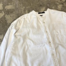 画像3: BAND COLLAR POINT EMBROIDERY COTTON L/S SHIRT / Mens M(L) (3)