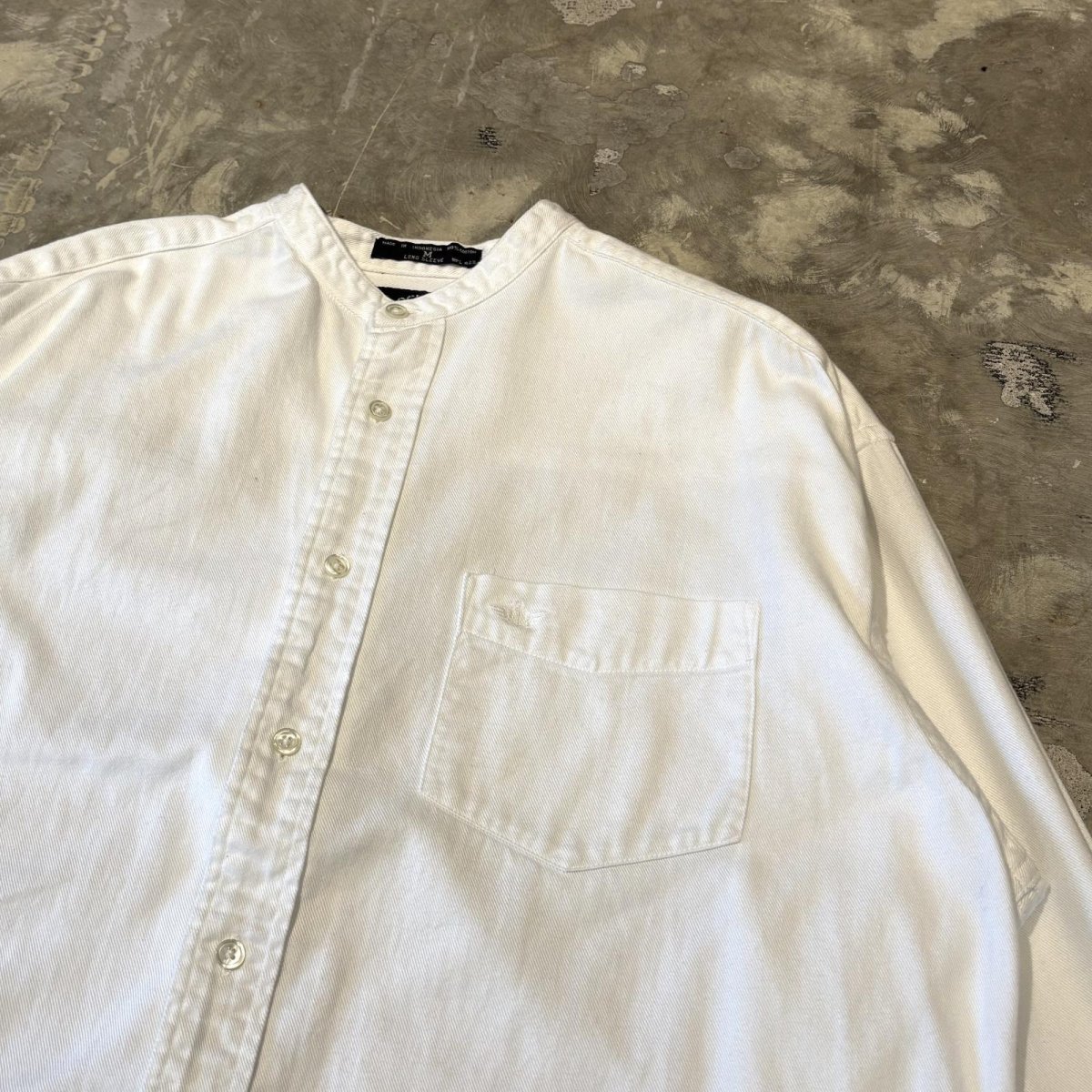 画像4: BAND COLLAR POINT EMBROIDERY COTTON L/S SHIRT / Mens M(L) (4)
