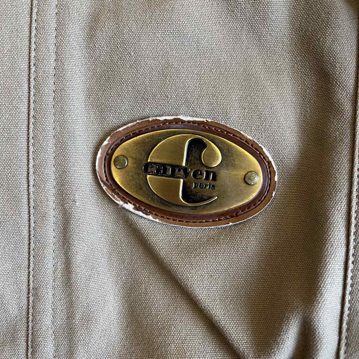 画像5: SLEEVE RIB ELBOW DESIGN BEIGE COLOR ZIP UP JACKET / Ladies L(M) / MADE IN PARIS (5)