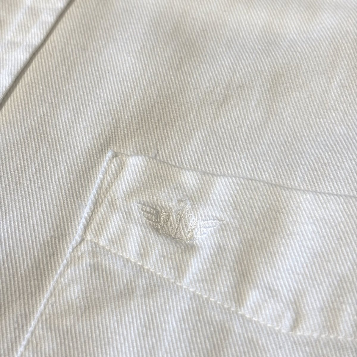 画像10: BAND COLLAR POINT EMBROIDERY COTTON L/S SHIRT / Mens M(L) (10)