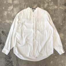 画像1: BAND COLLAR POINT EMBROIDERY COTTON L/S SHIRT / Mens M(L) (1)