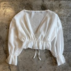 画像2: WAIST DESIGN SHEER SHORT L/S CARDIGAN  / Ladies M (2)