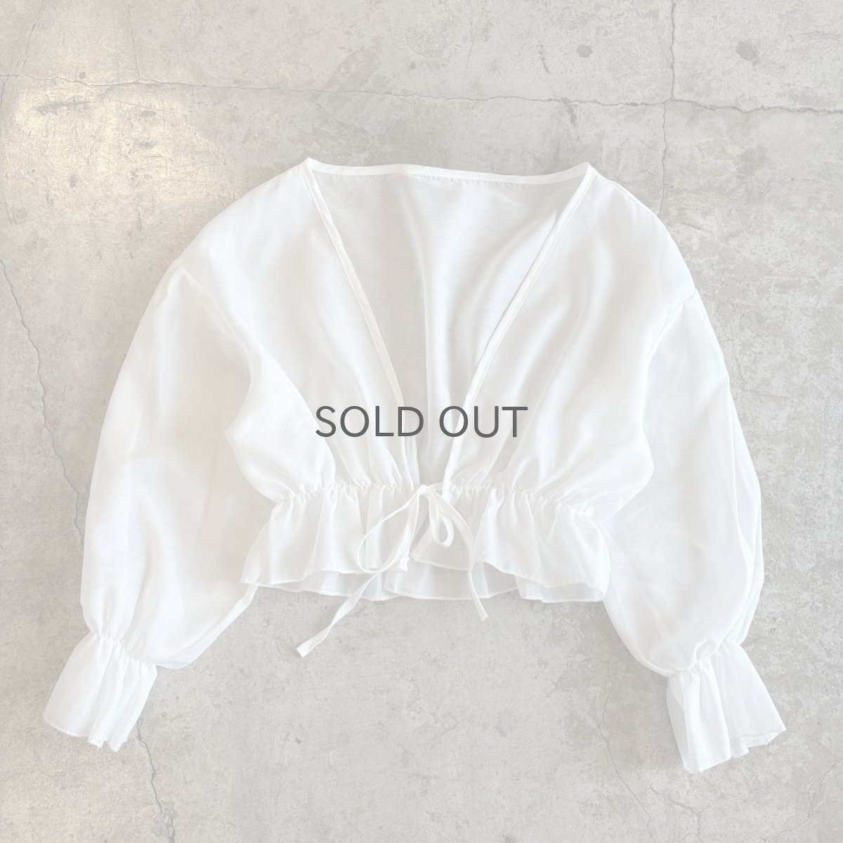 画像1: WAIST DESIGN SHEER SHORT L/S CARDIGAN  / Ladies M (1)