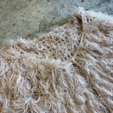画像3: PINK BEIGE COLOR SHAGGY VOLUME DESIGN KNIT CARDIGAN / Ladies L (3)