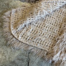 画像4: PINK BEIGE COLOR SHAGGY VOLUME DESIGN KNIT CARDIGAN / Ladies L (4)