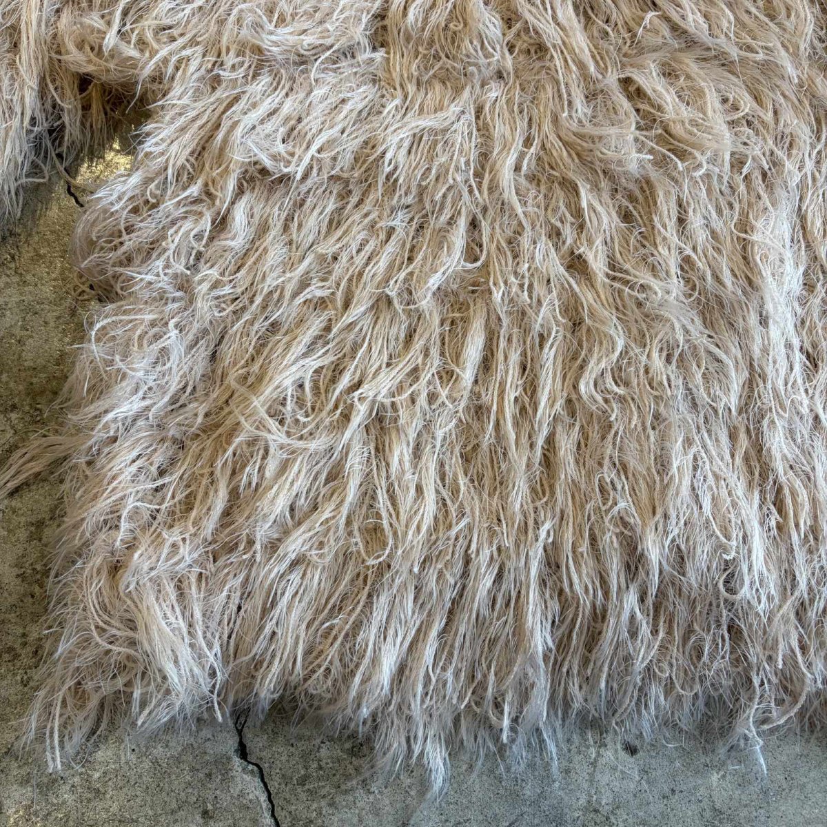 画像9: PINK BEIGE COLOR SHAGGY VOLUME DESIGN KNIT CARDIGAN / Ladies L (9)