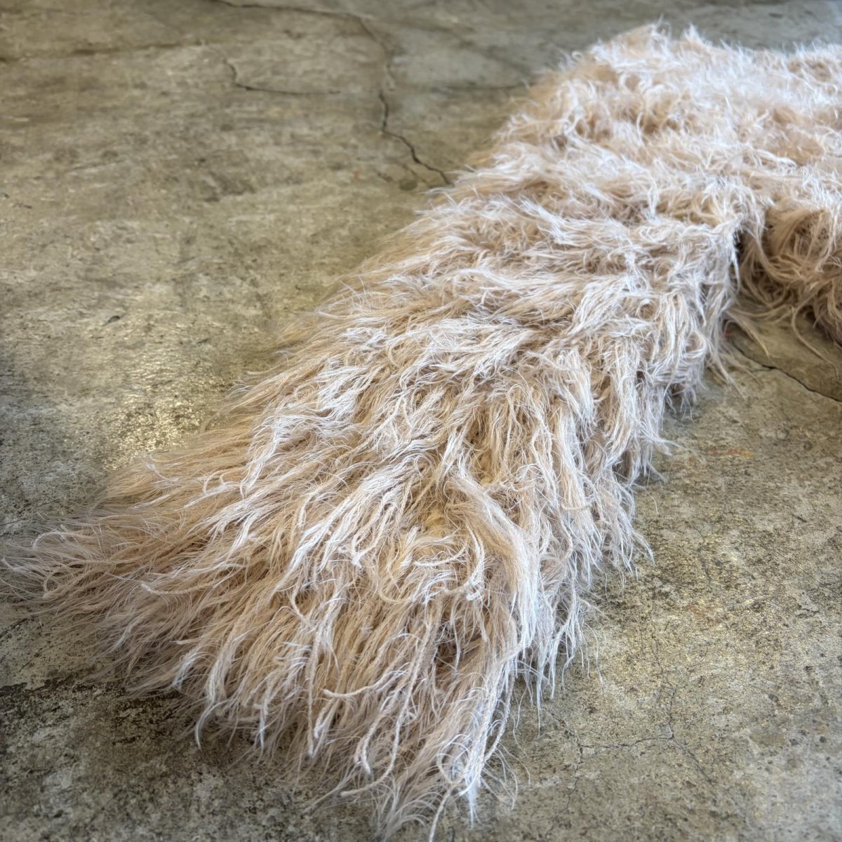 画像5: PINK BEIGE COLOR SHAGGY VOLUME DESIGN KNIT CARDIGAN / Ladies L (5)