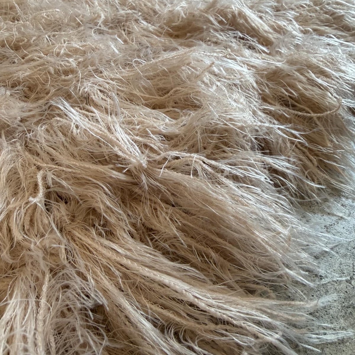 画像10: PINK BEIGE COLOR SHAGGY VOLUME DESIGN KNIT CARDIGAN / Ladies L (10)