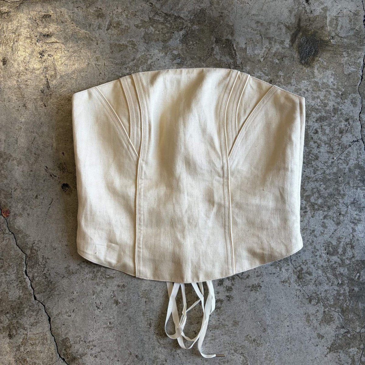 画像1: IVORY COLOR BACK LACE UP DESIGN CORSET / Ladies M~L (1)