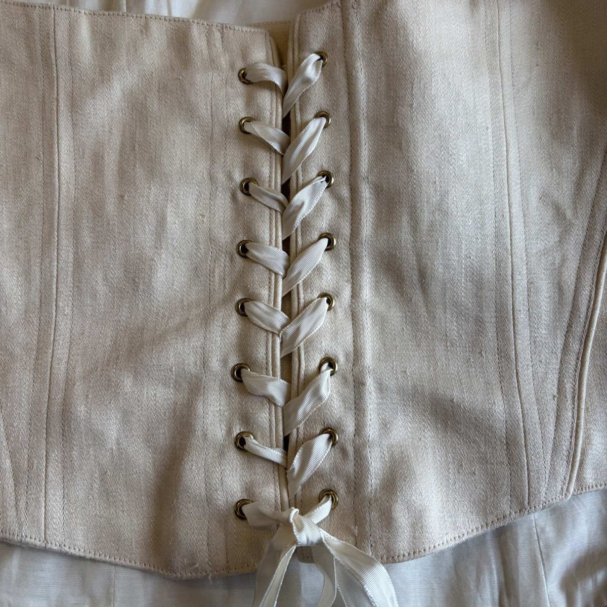 画像6: IVORY COLOR BACK LACE UP DESIGN CORSET / Ladies M~L (6)
