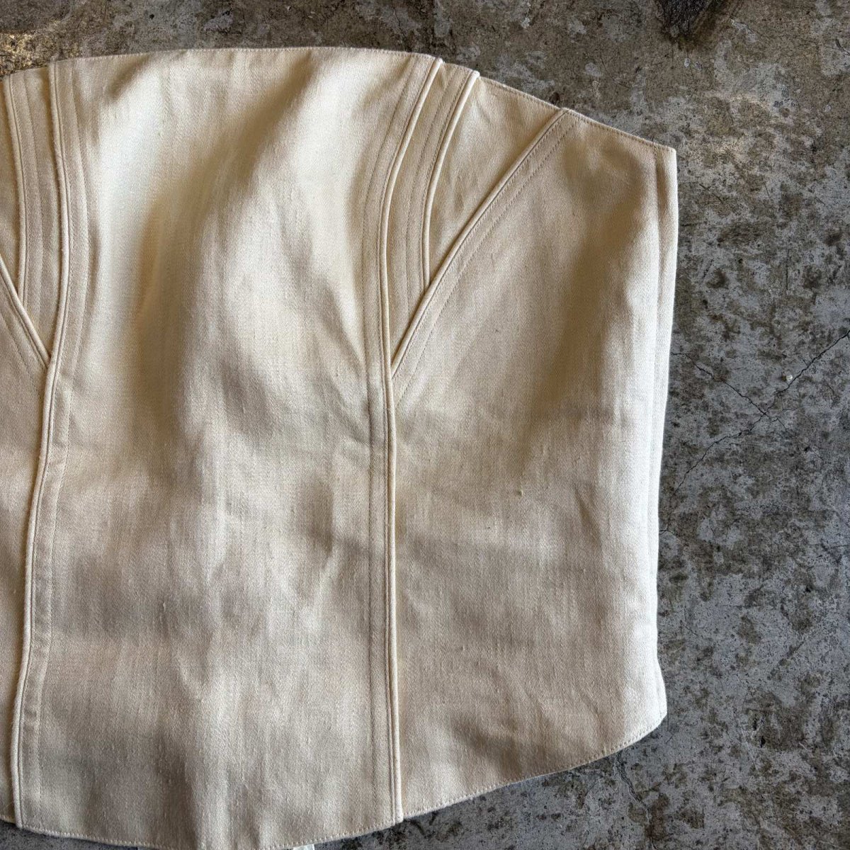 画像4: IVORY COLOR BACK LACE UP DESIGN CORSET / Ladies M~L (4)