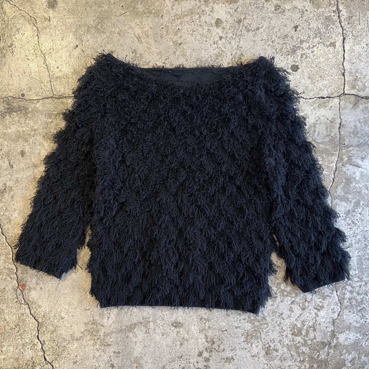 画像1: ALL OVER SHORT FRINGE BOAT NECK DESIGN TOPS / Ladies XS~S (1)