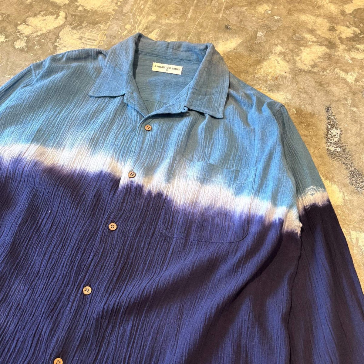 画像4: GRADATION PATTERN OPEN COLLAR L/S SHIRT / Mens M(L) (4)