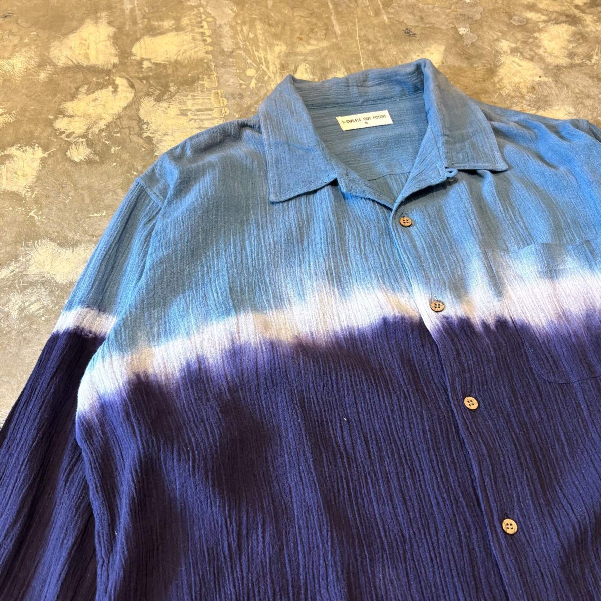 画像3: GRADATION PATTERN OPEN COLLAR L/S SHIRT / Mens M(L) (3)