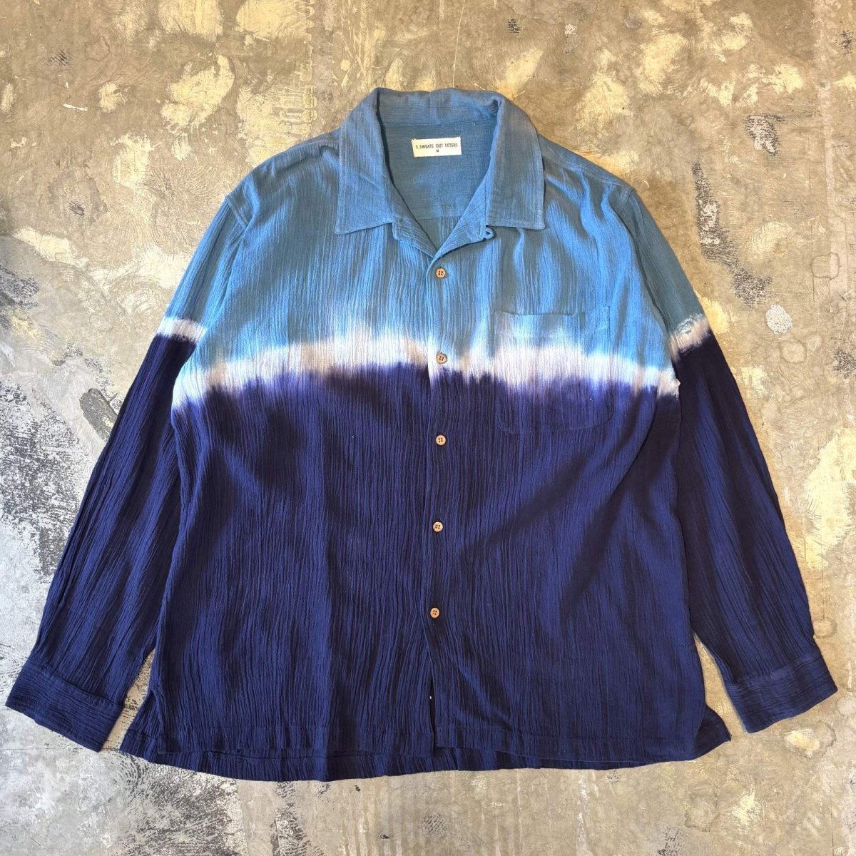 画像1: GRADATION PATTERN OPEN COLLAR L/S SHIRT / Mens M(L) (1)