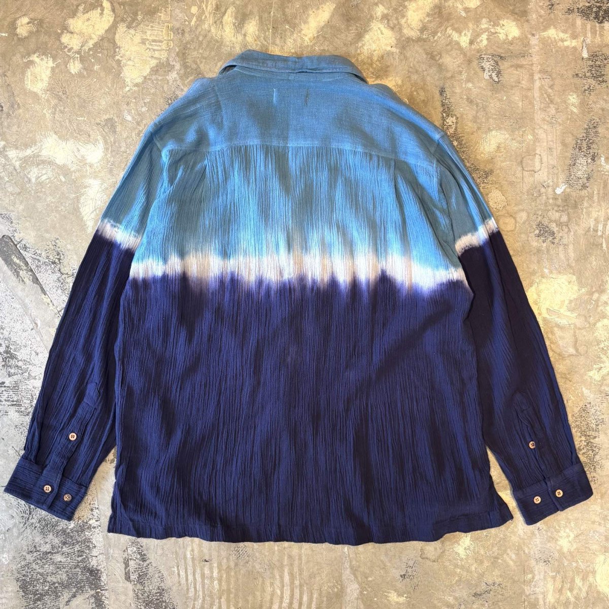 画像2: GRADATION PATTERN OPEN COLLAR L/S SHIRT / Mens M(L) (2)