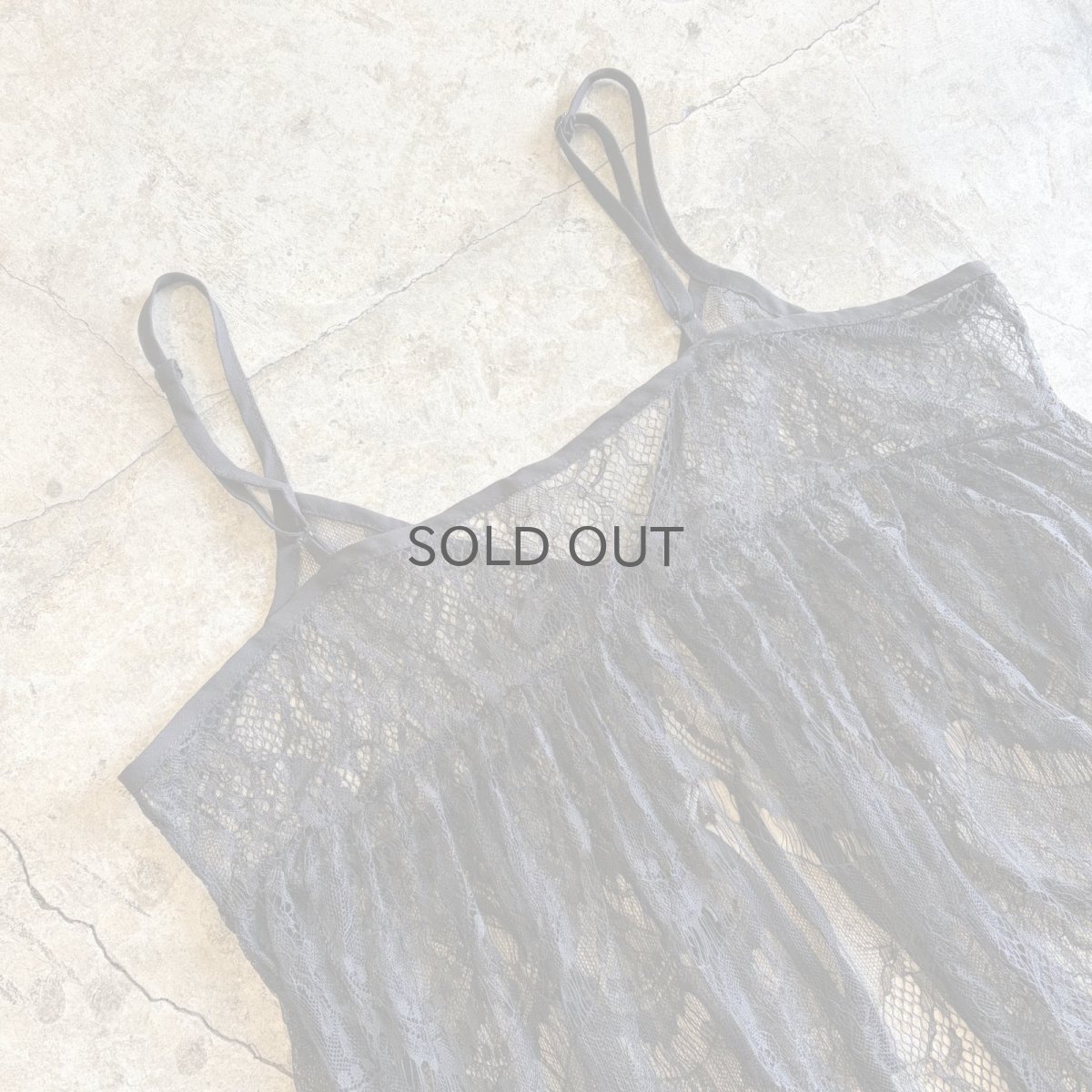 画像8: BLACK COLOR LACE LONG CAMISOLE / Ladies M~L (8)
