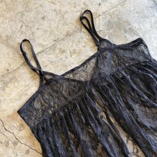 画像8: BLACK COLOR LACE LONG CAMISOLE / Ladies M~L (8)