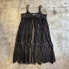 画像2: BLACK COLOR LACE LONG CAMISOLE / Ladies M~L (2)