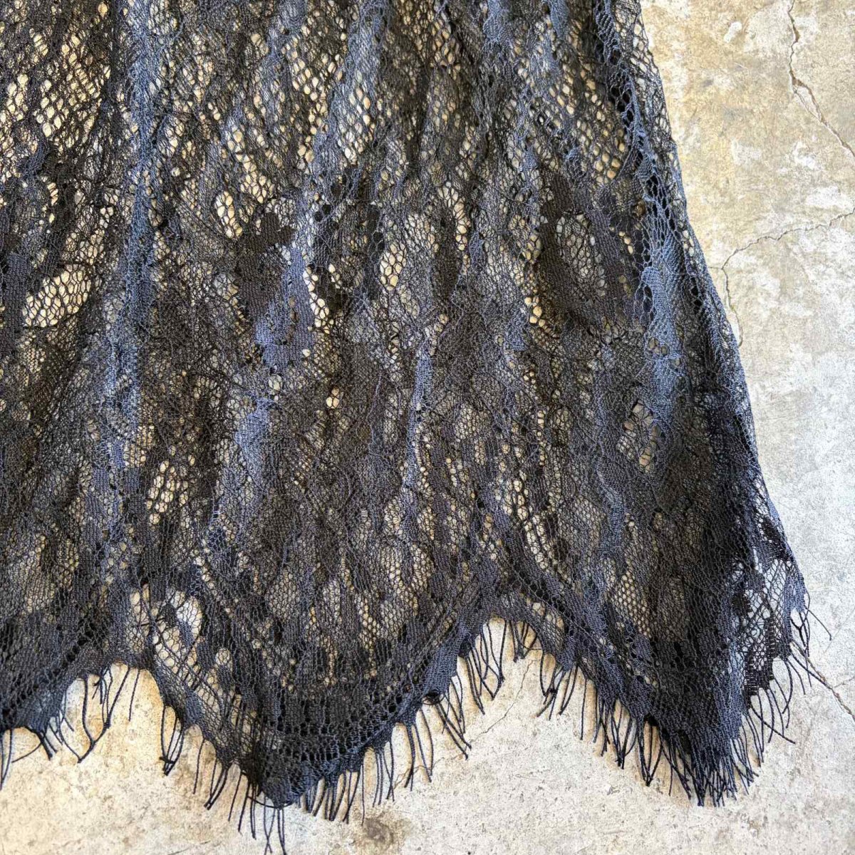 画像4: BLACK COLOR LACE LONG CAMISOLE / Ladies M~L (4)