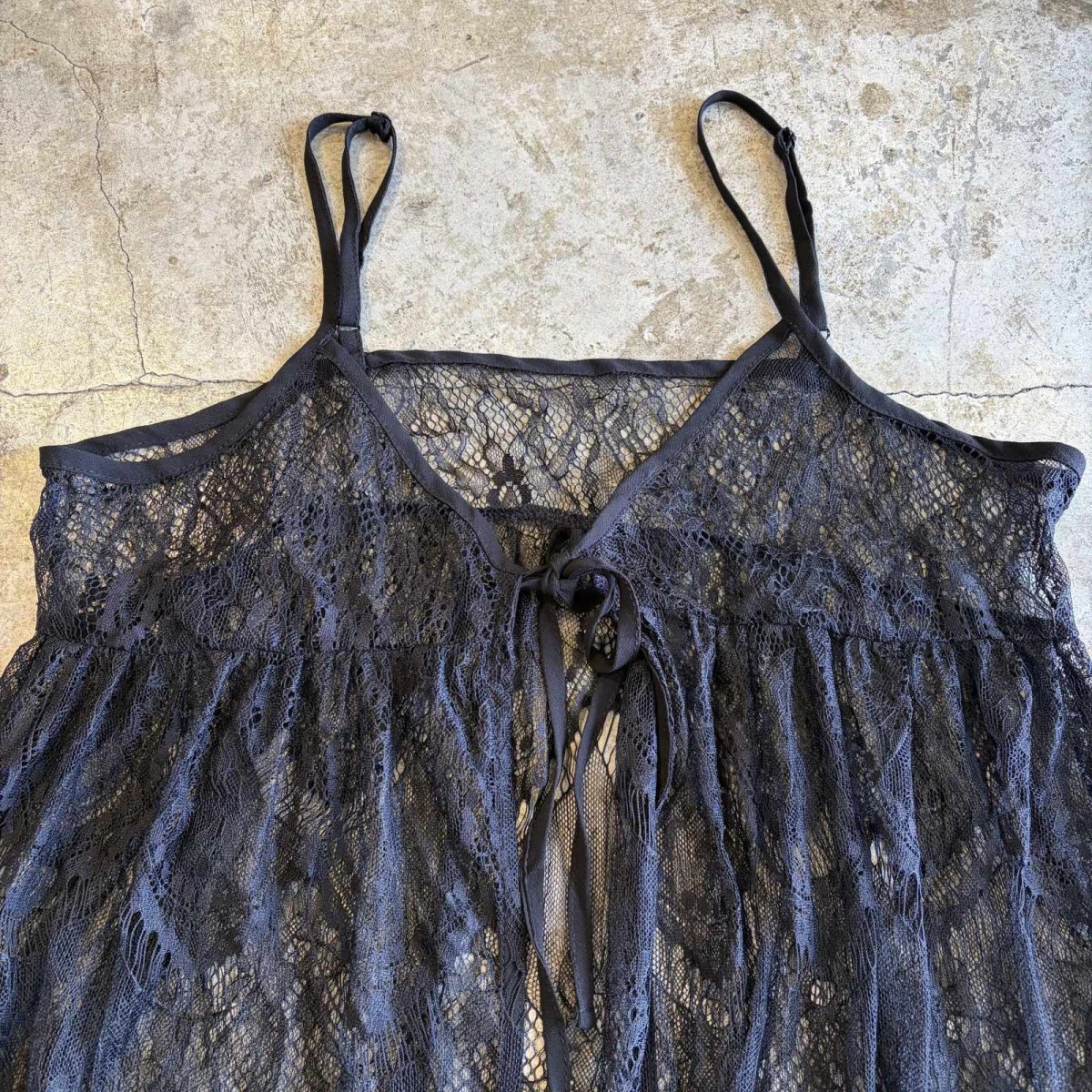 画像6: BLACK COLOR LACE LONG CAMISOLE / Ladies M~L (6)