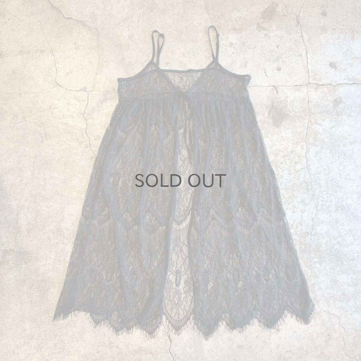 画像1: BLACK COLOR LACE LONG CAMISOLE / Ladies M~L (1)