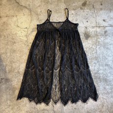 画像1: BLACK COLOR LACE LONG CAMISOLE / Ladies M~L (1)