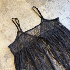 画像3: BLACK COLOR LACE LONG CAMISOLE / Ladies M~L (3)