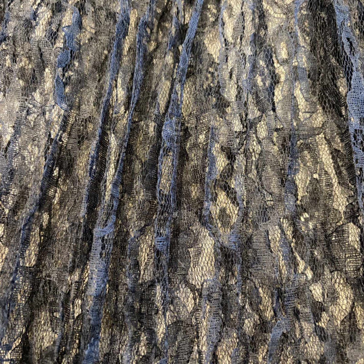 画像5: BLACK COLOR LACE DESIGN PLEATS LONG SKIRT / W23~W33 / MADE IN USA (5)