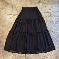 画像1: BLACK COLOR DESIGN TIERED DESIGN SKIRT / W25~W31 (1)