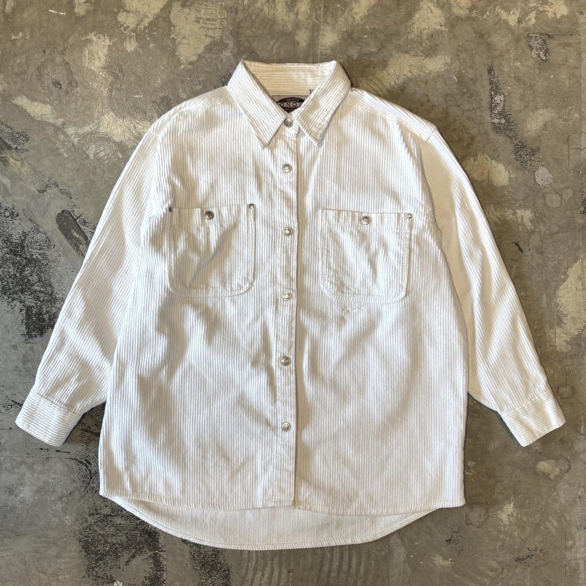 画像1: WHITE COLOR SNAP BUTTON CORDUROY JACKET / Mens L  (1)