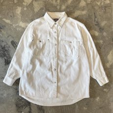 画像1: WHITE COLOR SNAP BUTTON CORDUROY JACKET / Mens L  (1)