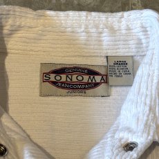 画像10: WHITE COLOR SNAP BUTTON CORDUROY JACKET / Mens L  (10)