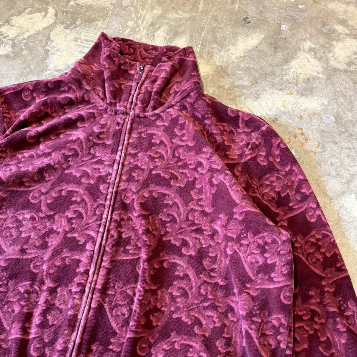 画像4: ALL OVER PATTERN VELOUR ZIP UP JACKET / Mens L(M) (4)