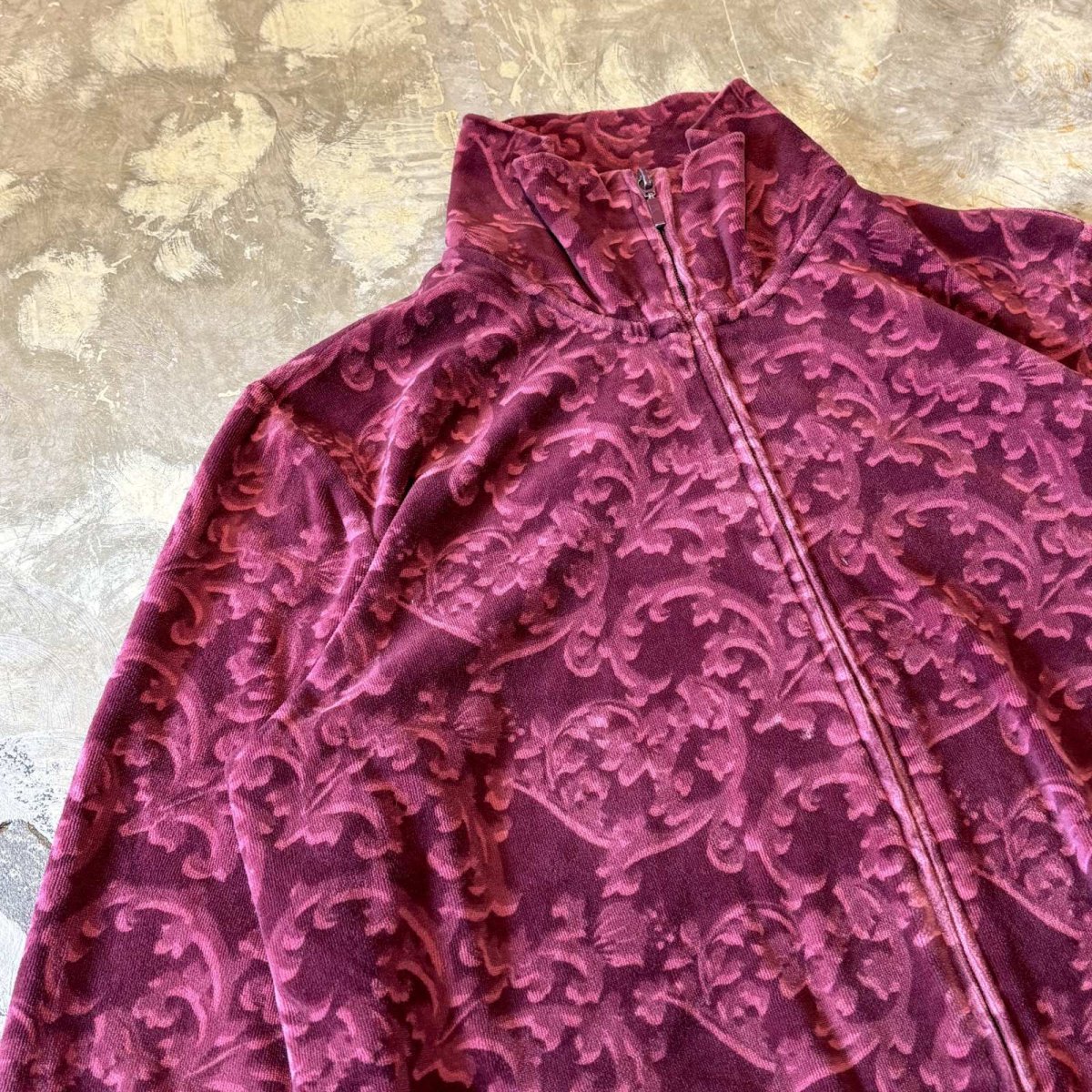 画像3: ALL OVER PATTERN VELOUR ZIP UP JACKET / Mens L(M) (3)