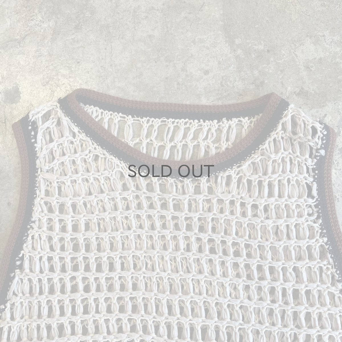画像6: 2 COLOR STITCH LINE DESIGN CROCHET KNIT VEST / Ladies M~L (6)