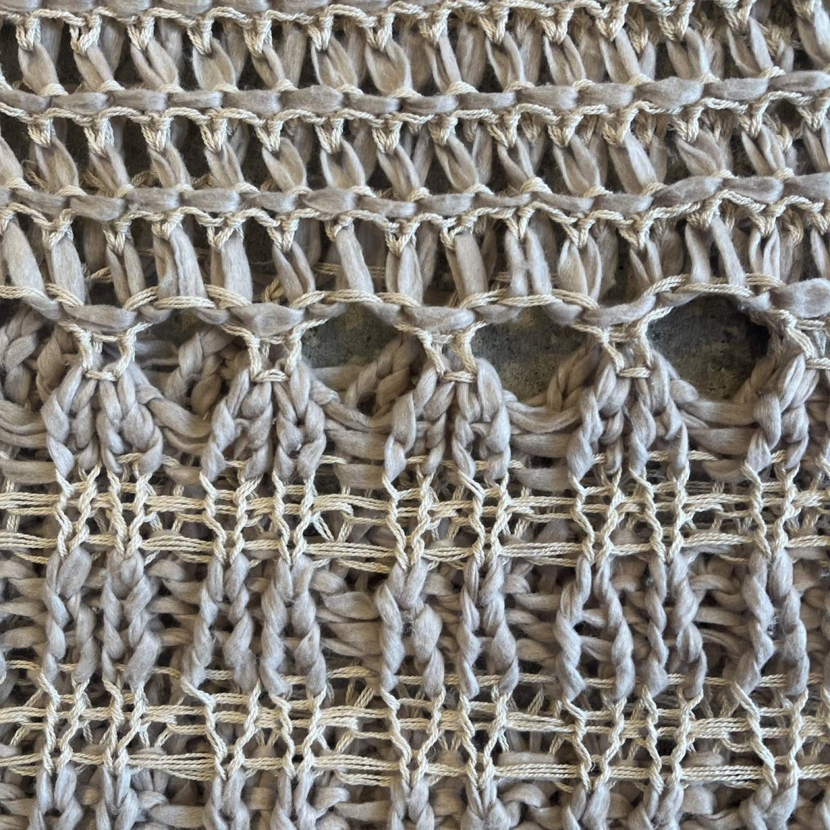 画像14: 2 COLOR STITCH LINE DESIGN CROCHET KNIT VEST / Ladies M~L (14)