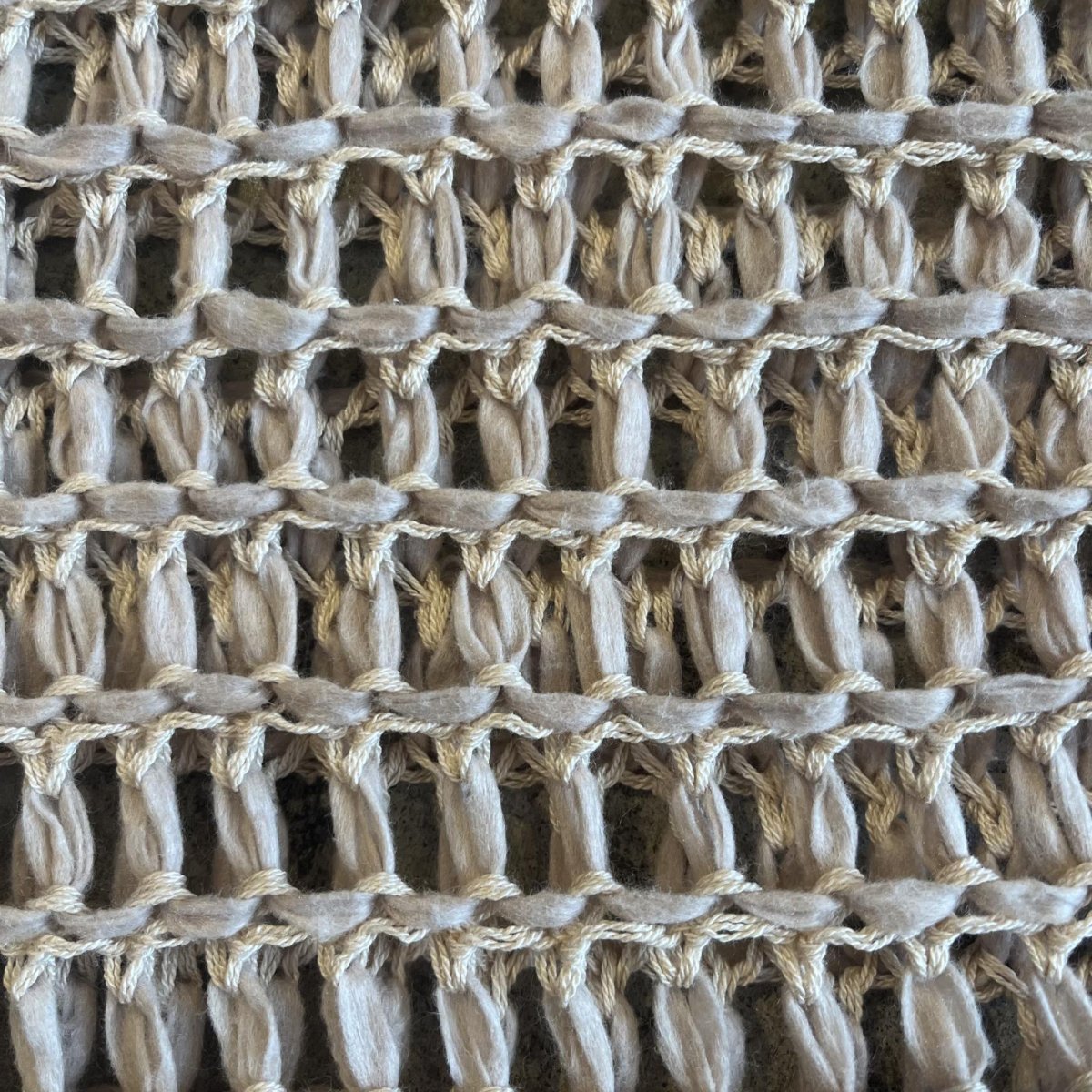 画像12: 2 COLOR STITCH LINE DESIGN CROCHET KNIT VEST / Ladies M~L (12)