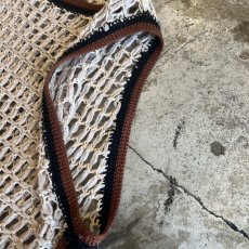 画像10: 2 COLOR STITCH LINE DESIGN CROCHET KNIT VEST / Ladies M~L (10)