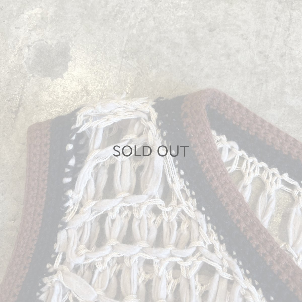 画像7: 2 COLOR STITCH LINE DESIGN CROCHET KNIT VEST / Ladies M~L (7)