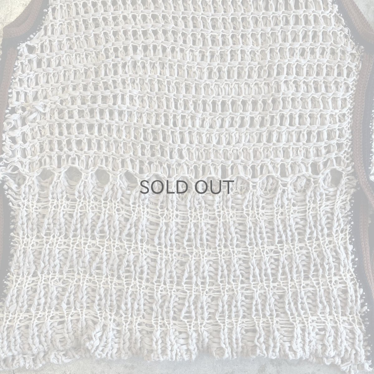 画像11: 2 COLOR STITCH LINE DESIGN CROCHET KNIT VEST / Ladies M~L (11)