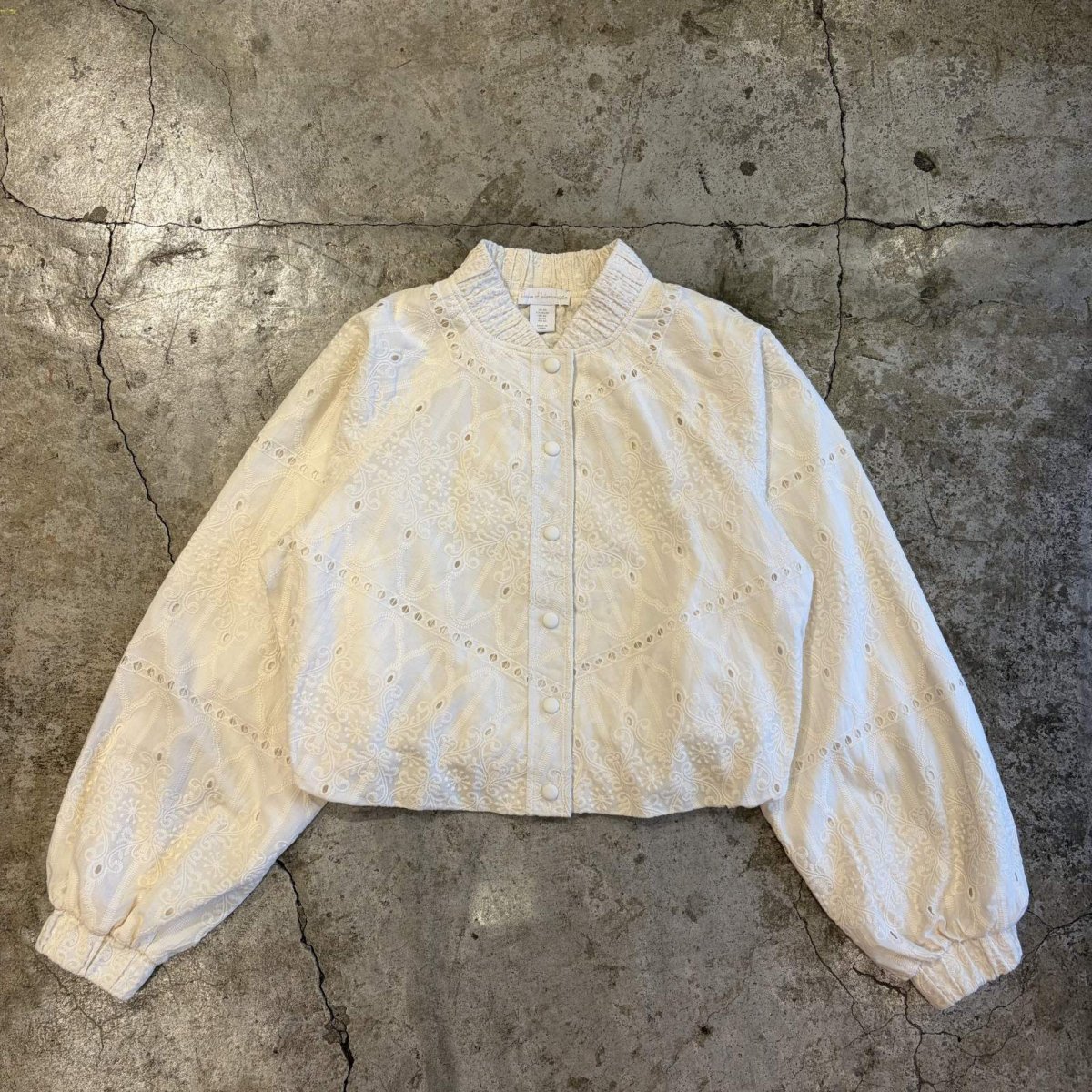 画像1: EMBROIDERY LACE DESIGN ZIP UP JACKET / Ladies XS(M) (1)