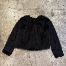 画像2: BLACK COLOR SHAGGY DESIGN SHORT CARDIGAN / Ladies M (2)