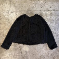 画像1: BLACK COLOR SHAGGY DESIGN SHORT CARDIGAN / Ladies M (1)