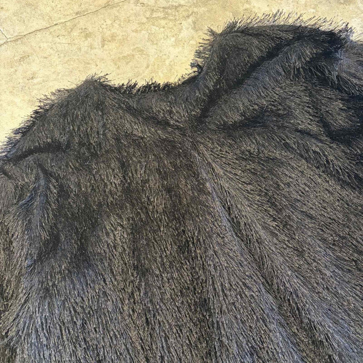 画像10: BLACK COLOR SHAGGY DESIGN SHORT CARDIGAN / Ladies M (10)