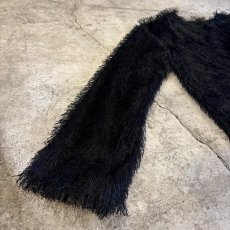 画像5: BLACK COLOR SHAGGY DESIGN SHORT CARDIGAN / Ladies M (5)